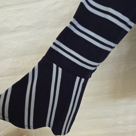 Isaac Mizrahi Top Womens Medium Blue White Stripe Cotton Scoop Neck Bell Sleeve - Picture 5 of 10